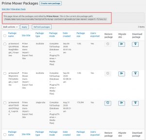 How to restore large packages with Prime Mover Free version? - Codexonics