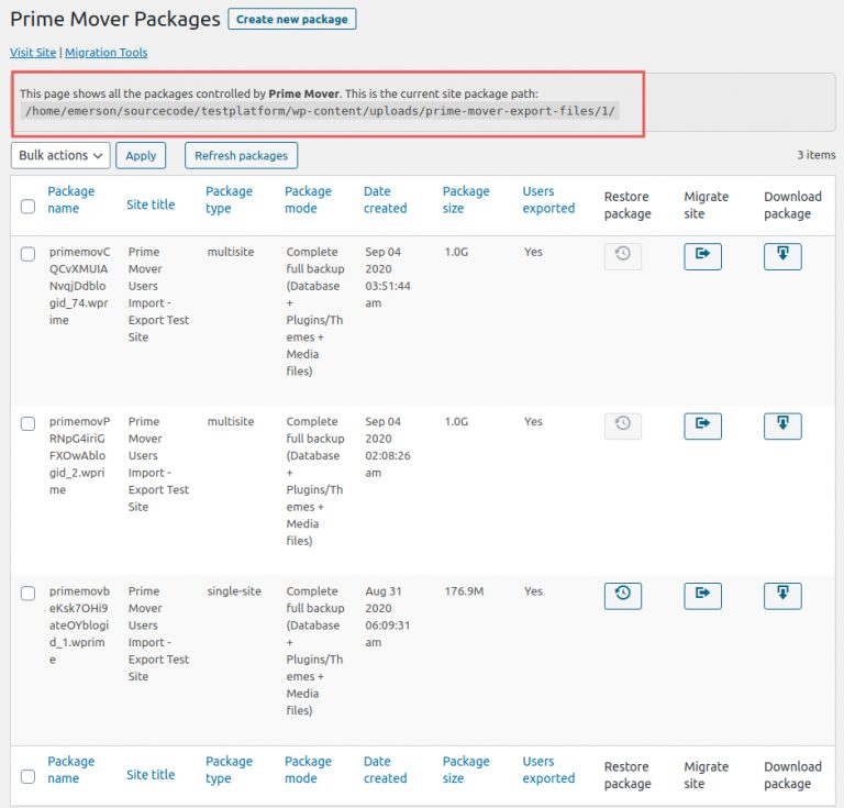 How to restore large packages with Prime Mover Free version? - Codexonics